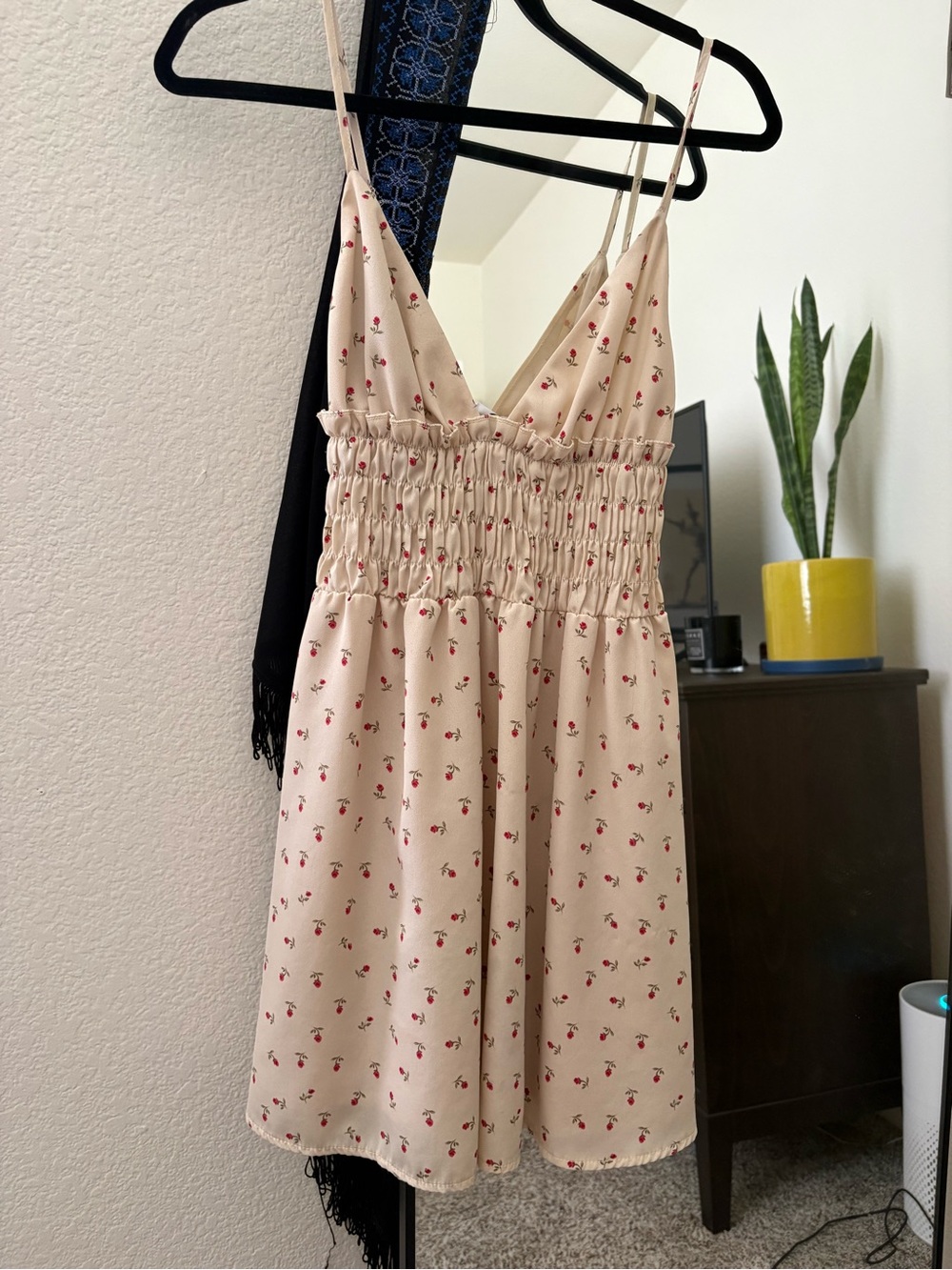 Princess Polly Cream Mini Dress with Red Floral Print